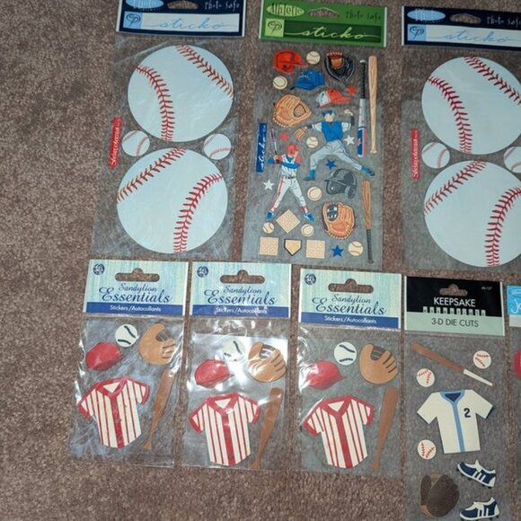 NEW Lot 10 Baseball Player Bat Scrapbook Dimensional Sticker Embellishment Game - Picture 2 of 3